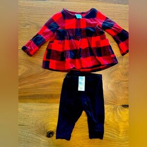 Carter’s Buffalo Check Dress and Leggings, size 9mo